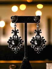 tanie Kolczyki damskie-Damskie kolczyki vintage z czarnymi kryształkami – biżuteria inspirowana Gatsbym, wyrazista, do tańca towarzyskiego w stylu retro &amp;Stroje imprezowe z lat 20. XX wieku