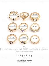 cheap Women&#039;s Rings-Women&#039;s Alloy Ring Set with Heart, Butterfly, and Star Designs, Fashion Boho Stackable Rings for Parties, Weddings and Everyday Wear