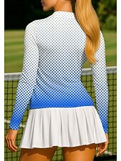 voordelige Dameshirt-Dames Geometrisch Verloop Tops Sportshirt Tennisshirt Tennis T-shirt Lange mouw Vetoketju Bloemig UPF50+ UV-bestendig Hoge Elasticiteit Vochtregelerend Ademend Volleybal Tennis Golf Ronde Hoge nek