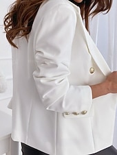 olcso Blézerek és öltönyök-Női Blézer Kényelmes Zseb Gombok Elegáns Divat Szabadtéri Sima Alkalmi Alkalmi / Napi Hétvége Kardigán Szokványos Hajtóka Normál Hosszú ujj Felsőruházat Fekete Fehér Arcpír rózsaszín Tavasz Ősz