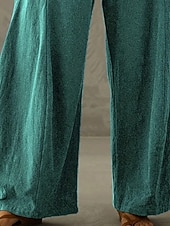economico gamba larga e vita alta-Per donna Gamba larga Pantaloni Vacanza Stile Etnico Casual Lunghezza intera Vita Alta Grafico Tasca Fascia Elastica Stampato Comodo Traspirabilità Inelastico Vacanza Casuale Quotidiano Blu pavone