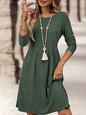 Dames Mini-jurk Casual jurk Modern Buiten Vakantie Dagelijks Normale pasvorm Effen Lange mouw Strakke ronde hals Zwart Marineblauw Donkergroen Oranje Lente Herfst voordelige Trui Jurken-Dames Mini-jurk Casual jurk Modern Buiten Vakantie Dagelijks Normale pasvorm Effen Lange mouw Strakke ronde hals Zwart Marineblauw Donkergroen Oranje Lente Herfst