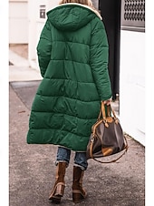ieftine Parka casual-Pentru femei Palton de iarnă Geaca matlasata Rezistent la Vânt Cald Buzunar Deschis frontal Epocă Zilnic Casual Simplu Cadouri de Crăciun Vacanță Casual Zilnic Deschis frontal Lung Capișon Fit regulat