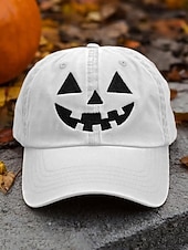 billiga Halloween-tillbehör-Unisex halloween pumpa ansikte basebollkeps, avslappnad justerbar jack-o-lantern hatt för fester, festivaler och utomhuskläder
