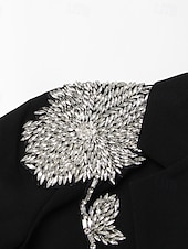 رخيصةأون بليزر وصديري-نسائي سترة معطف رياضي رسمي ضيف حفل زفاف أحجار الراين أنيق كم طويل حقق التلابيب صدر فردي