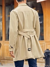 preiswerte Herren-Blazer &amp; -Anzüge-Herren Mantel Trenchcoat Langer Trenchcoat Urlaub Täglich Frühling Herbst Polyester Winddicht Oberbekleidung Bekleidung Mode Klassisch Einfach Tasche Revers Doppelreihig