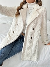 billige Fleece-fôrede jakker-Dame Vinterfrakk Sherpa jakke Bekvem Pustende Knapper Fritid عادي Feriereise Gate Avslappet Dagligdagstøy Dobbeltkneppet Normal Aftæpning Normal Langermet Yttertøy Beige Vår Høst