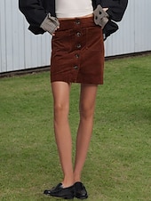 economico Gonne Formali-Per donna Moda Casual Mini Vita Alta Gonne Semplice Tasca Inelastico Quotidiano Streetwear Marrone Primavera