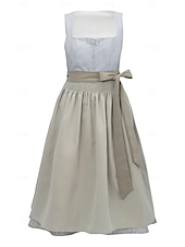 billige Dirndl-kjoler-Oktoberfest Kjoler Dirndl Trachtenkleader Midi-lengde Hushjelp bayerske Tysk Enger Dame Karneval Ølfestivalen Tradisjonell stil klut Uten bluse
