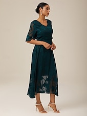 voordelige Feestjurken-Dames Maxi-jurk Cocktail jurk Bruiloft gast jurk Semi-formele jurk A lijn jurk Elegant Werk Verjaardag Flutter mouw Bruiloft gast Cocktailparty Formele avonden Normale pasvorm Effen Kleur Effen Halve