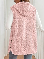billige Dunvester-Dame Uformell jakke Hold Varm Bekvem Knapper Mote Utendørs عادي Ut på byen Helg Enkeltkneppet Normal Med hette Normal Langermet Yttertøy Svart Rosa Brun Høst Vinter