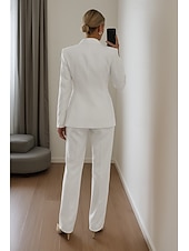 cheap Women's Suits-Women's 2 Pieces Stretch Crepe Single-Breasted Formal Wedding Guest Elegant Vintage Contemporary Long Sleeve Notch Lapel Lapel Cover Buttons