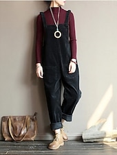 女性用 標準 全体 活発的 純色 ノースリーブ ポケット バケーション 日常 レギュラー ブラック ネイビーブルー ネービーブルー 春 お買い得  オーバーオール-女性用 標準 全体 活発的 純色 ノースリーブ ポケット バケーション 日常 レギュラー ブラック ネイビーブルー ネービーブルー 春