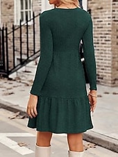 preiswerte Pulloverkleider-Damen Minikleid Pulloverkleid Freizeitkleid Modern Outdoor Täglich Ausgehen Normale Passform Einfach Langarm Rundhalsausschnitt Wein Braun Grün Grau Frühling Herbst