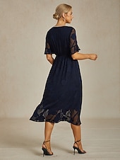 voordelige Feestjurken-Dames Maxi-jurk Cocktail jurk Bruiloft gast jurk Semi-formele jurk A lijn jurk Elegant Werk Verjaardag Flutter mouw Bruiloft gast Cocktailparty Formele avonden Normale pasvorm Effen Kleur Effen Halve