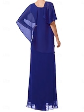 levne Délka kotníků-A-linie šaty pro matku nevěsty elegantní jednoduché čtvercový výstřih kotníková délka chiffon krátký rukáv s jednobarevným potiskem