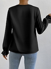 abordables Hauts habillés-Femmes Chemise Chemise en satin Uni Élégant Occasionnel manche longue Col Bénitier Hauts Réguliers Quotidien Sortir Drapé Noir Rose Claire Vert Abricot Printemps Automne