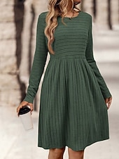 Dames Mini-jurk Casual jurk Modern Buiten Vakantie Dagelijks Normale pasvorm Effen Lange mouw Strakke ronde hals Zwart Marineblauw Donkergroen Oranje Lente Herfst voordelige Trui Jurken-Dames Mini-jurk Casual jurk Modern Buiten Vakantie Dagelijks Normale pasvorm Effen Lange mouw Strakke ronde hals Zwart Marineblauw Donkergroen Oranje Lente Herfst