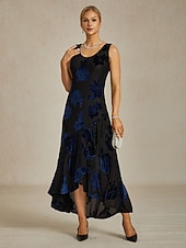 abordables Robe de cocktail-Femmes Robe maxi Robe fourreau Robe Trompette Sirène Robe trapèze Robe moulante Élégant Formel cocktail Soirée robe demoiselle d honneur Coupe régulière Fleuri Sans manches Col ras du cou bleu marine