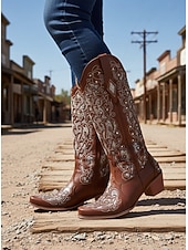 ieftine Cizme Cowboy &amp; Western-cizme de cowboy de epocă western de damă, împodobite cu strasuri, design din piele brodat pentru nunți și ocazii speciale