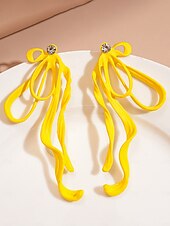 economico Orecchino da donna-orecchini pendenti con nastro colorato da donna e perno di cristallo: gioielli audaci per feste, serate fuori ed eventi di moda