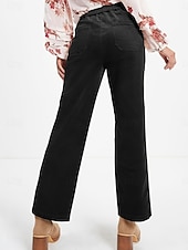 economico Pantaloni a gamba dritta-Per donna Chinos Dritto Moda Streetwear Casual Lunghezza intera Vita Alta Semplice Fascia Elastica Comodo Morbido Confortevole Inelastico All&#039;aperto Streetwear Grigio scuro Nero Marrone Primavera