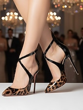 cheap Classic Pumps-Women's Purple Patent Leather Strappy Stiletto Heels - Pointed Toe Dress Shoes for Formal Events and Cocktail Parties