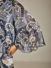 economico Bluse e camicie-camicetta da donna verde paisley stampa botanica a strati in chiffon resort casual vacanza primavera estate autunno