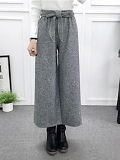 economico gamba larga e vita alta-Per donna Chinos Dritto Streetwear Casual Lunghezza alla caviglia Vita media Semplice Elastico in vita Confortevole Micro-elastico All&#039;aperto Uscire Weekend Grigio chiaro Grigio scuro Nero Autunno
