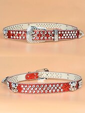abordables Accessoires d&#039;Halloween-Ceinture unisexe Halloween en strass avec tête de mort – Accessoire de taille en similicuir punk rock scintillant pour fêtes, concerts et costumes