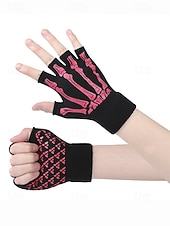 メンズハロウィンスケルトン指なし手袋 - 伸縮性のあるフリース素材の滑り止めニットミトン。コスプレ、パーティー、アウトドアウェアに最適。 お買い得  ハロウィンアクセサリー-メンズハロウィンスケルトン指なし手袋 - 伸縮性のあるフリース素材の滑り止めニットミトン。コスプレ、パーティー、アウトドアウェアに最適。