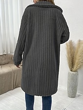 abordables Chaquetas Forradas de Forro Polar-Mujer Abrigo de invierno Chaqueta de sherpa Cómodo Transpirable Bolsillo Botones Casual Plano Vacaciones Calle Casual Ropa Cotidiana Botonadura Simple Largo Cuello Vuelto Ajuste regular Manga Larga