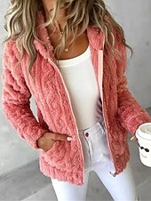 economico Felpe Pelosi-Per donna Giacca in Pile Cappotto Giacca con Cappuccio Caldo Confortevole Cerniera Tasca Moda Moderno Casual Semplice Uscire Weekend Cerniera Regolare Con Cappuccio Vestibilità regolare Manica Lunga