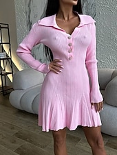 abordables Robe noire-Femmes Robe Midi Robe Tricot Robe de Soirée Robe Décontractée Moulant Élégant Mode Moderne Extérieur Soirée Quotidien Mince Uni manche longue Col en V Noir Blanche Rose Claire Printemps Hiver Automne