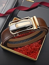 Herrebelte i ekte skinn med bilspenne – luksuriøst automatisk skrallebelte til dress for forretnings-, fritids- og formell bruk billige Belter for menn-Herrebelte i ekte skinn med bilspenne – luksuriøst automatisk skrallebelte til dress for forretnings-, fritids- og formell bruk