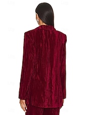 cheap Blazers &amp; Vests-Women's Blazer Sport Coat Formal Wedding Guest Vintage Tuxtured Velvet Elegant Long Sleeve Notch Lapel Single Breasted with Flapped Pockets