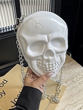 levne Tašky-Dámská halloweenská crossbody kabelka s motivem lebky a řetízkem, 3D kostra přes rameno, gotická párty psací kabelka na kostýmy, cosplay a noční život.