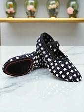 abordables Chaussures de danse d&#039;entraînement-chaussures de danse à imprimé étoile pour femmes - chaussures de danse de salon confortables à talons bas pour la pratique et la performance
