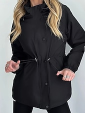 baratos Parka Casual-Mulheres Casaco de inverno Casaco com capuz Manter Quente Confortável Zíper Bolsos Casual Tecido Férias Roupa Diária Para Noite Final de semana Padrão Com Capuz Normal Manga Longa agasalhos Azul