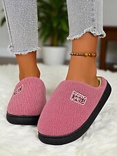 ieftine Flip-Flops de Damă-Papuci de casă casual din pluș pentru femei – pantofi de casă călduroși cu căptușeală din fleece pentru confortul casei pe timp de iarnă