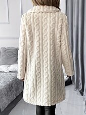 billige Fleece-fôrede jakker-Dame Vinterfrakk Sherpa jakke Bekvem Pustende Knapper Elegant Fritid عادي Feriereise Gate Avslappet Dagligdagstøy Enkeltkneppet Lang Aftæpning Normal Langermet Yttertøy Beige Vår Høst