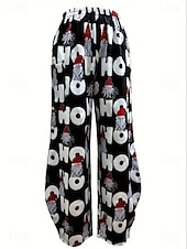 economico gamba larga e vita alta-Per donna Gamba larga Chinos Essenziale Casual Lunghezza intera Vita AltaPantsNatale Grafico Babbo Natale Astratto Fascia Elastica Inelastico Formale Vacanza Streetwear Rosa chiaro Marrone scuro