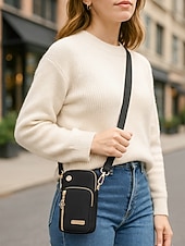 abordables Sacs à bandoulière-Sac à bandoulière imperméable pour femme avec design multi-poches, sac à main de voyage en nylon léger pour l'extérieur, le sport et l'utilisation quotidienne