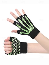 メンズハロウィンスケルトン指なし手袋 - 伸縮性のあるフリース素材の滑り止めニットミトン。コスプレ、パーティー、アウトドアウェアに最適。 お買い得  ハロウィンアクセサリー-メンズハロウィンスケルトン指なし手袋 - 伸縮性のあるフリース素材の滑り止めニットミトン。コスプレ、パーティー、アウトドアウェアに最適。