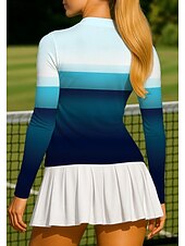 economico Camicia Donna-Per donna Geometrico Blocco di colori Sfumatura A righe Top Maglietta sportiva Maglia da tennis Maglietta da tennis Manica Lunga Cerniera Floreale UPF50+ Resistente ai Raggi UV Alta elasticit