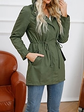 levne Ležérní parka-Dámské Zimní kabát Trenčkot Zahřívací Pohodlné Zip Kapsy Na běžné nošení Bez vzoru Dovolená Denní nošení Jdeme ven Víkend Dlouhé Kapuce Běžný Dlouhý rukáv Svrchní oděvy Černá Bílá Fialová Podzim Zima