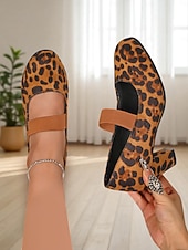 abordables Block Heels-Escarpins Mary Jane à talon carré et imprimé léopard pour femme – style rétro années 70, avec bride élastique, pour un look streetwear quotidien et décontracté au bureau.