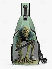tanie Torby-Męskie Torba przez ramię Saszetka na klatkę piersiową Torba na ramię Poliester Na zewnątrz Halloween Codzienne Zamek Nadruk Duża pojemność Lekki Multi Carry Czaszka Czarny / Złoty Czarny / Czerwony