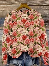 Women's Sweater Elegant Casual Floral Graphic Crew Neck Patchwork Knitted Long Sleeve Regular Tops Knit Work Pink Green Spring Fall3