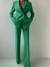 preiswerte Damenanzüge-Damen 3-teilige Anzüge Formell Hochzeitsgast Formeller Abend Elegant Minimalistisch Langarm Knöchellänge Peak Revers Doppelreihig